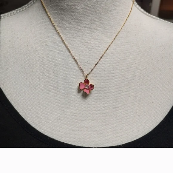 Kate Spade Gold and Pink Floral Necklace - Picture 3 of 6